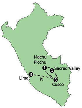 Hermes Tours exclusively Gay Tour to Peru map